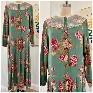 Vintage 80’s/90’s Floral Drop Waist Maxi dress